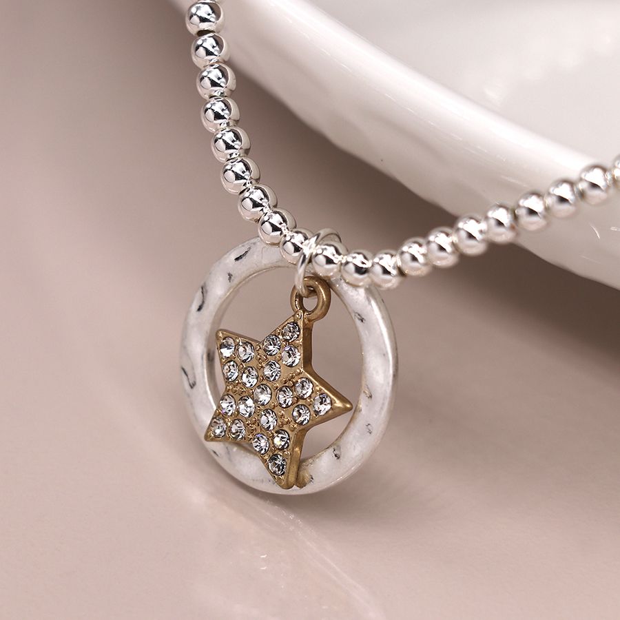 Silver plated bracelet with jewelled star