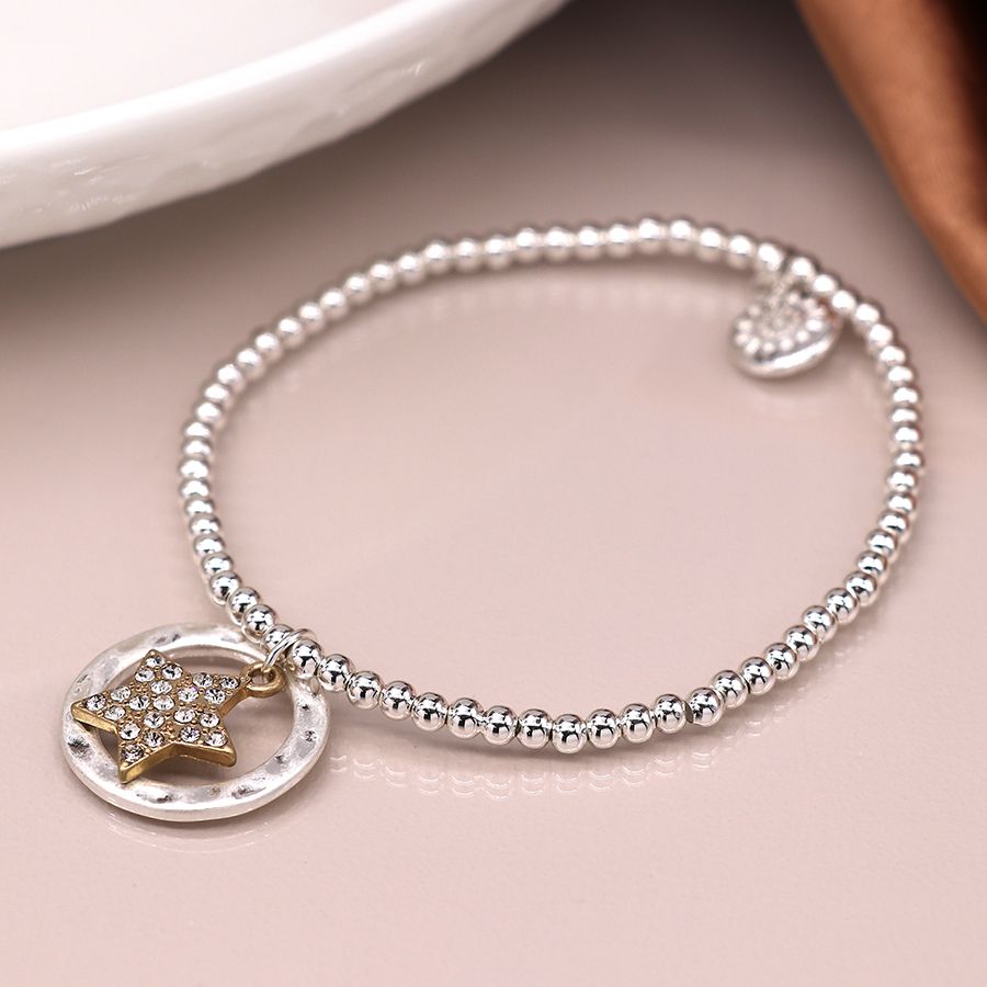 Silver plated bracelet with jewelled star
