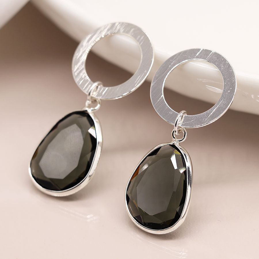 Smokey crystal drop earrings