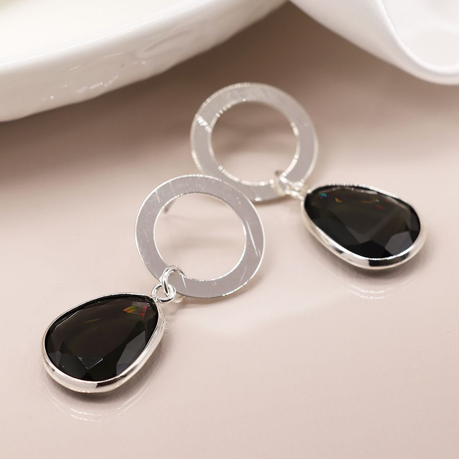 Smokey crystal drop earrings