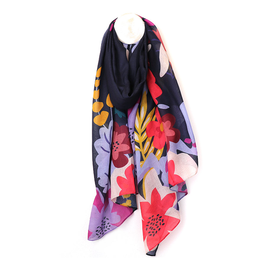 Recycled navy print scarf