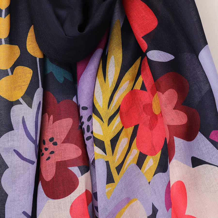 Recycled navy print scarf