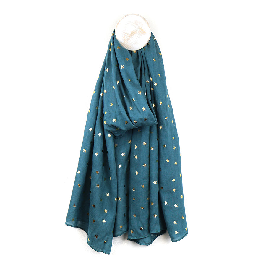 Teal metallic star scarf