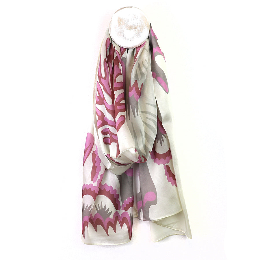 Mauve and pink silky scarf