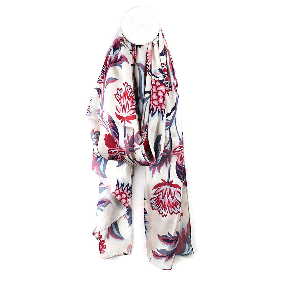 Silky red and blue scarf