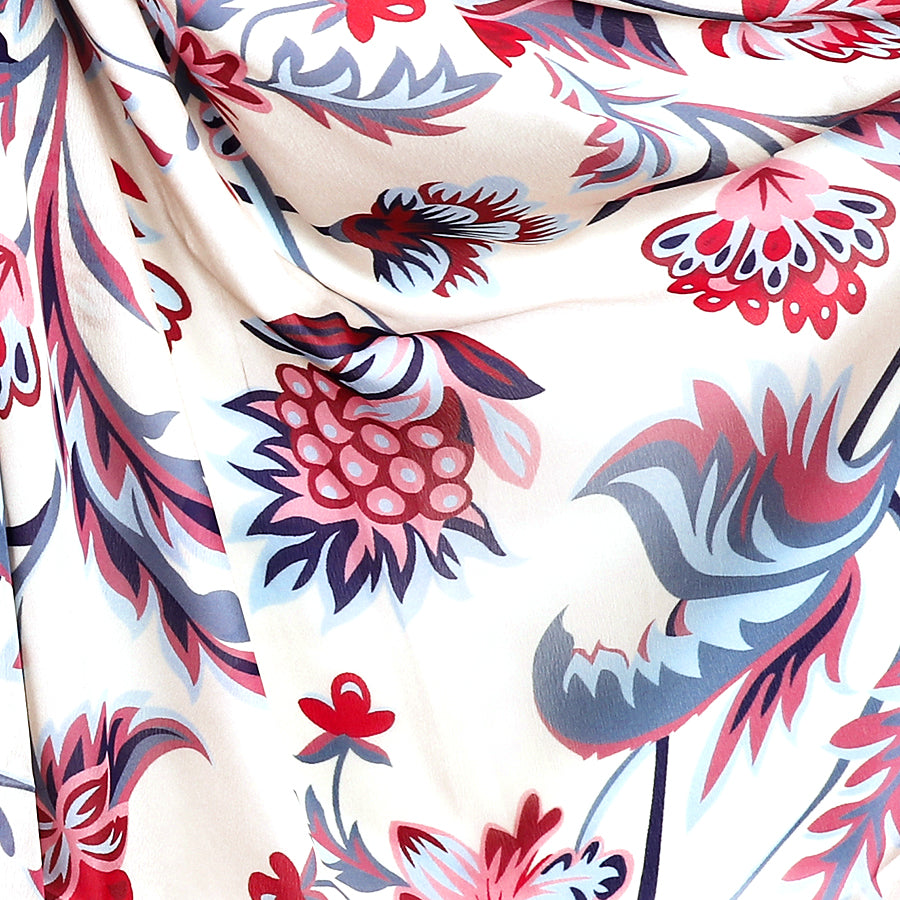 Silky red and blue scarf