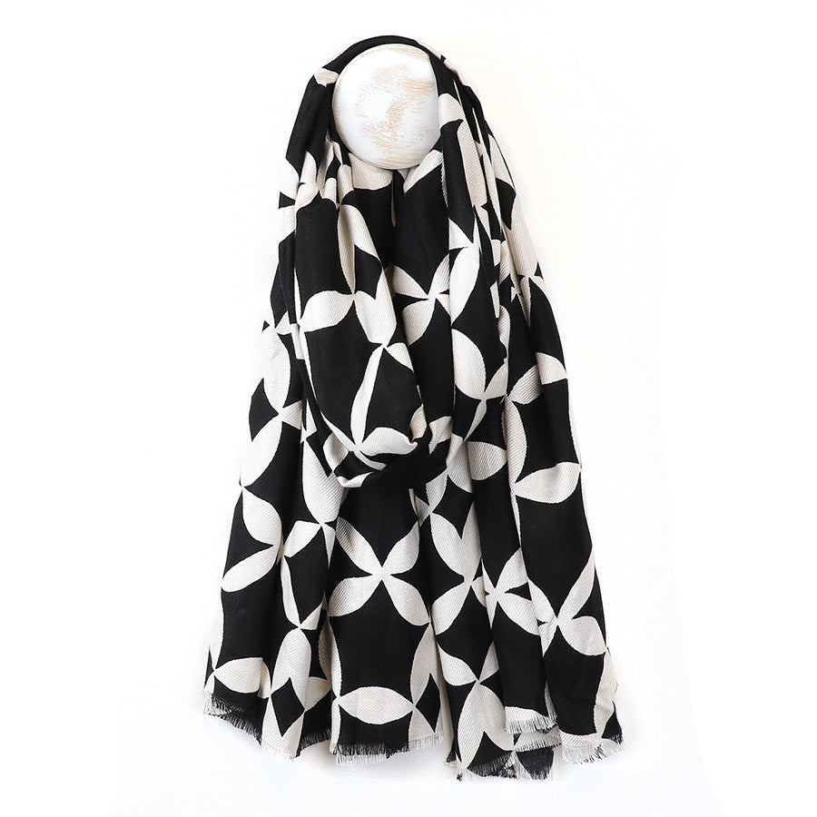 Black and white bamboo scarf