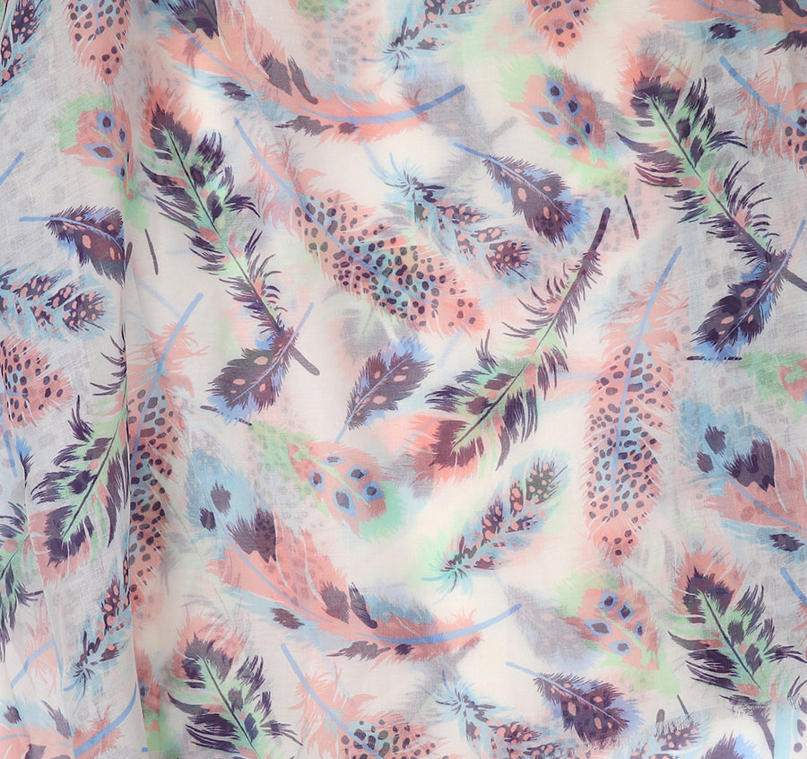 Pastel feather print scarf
