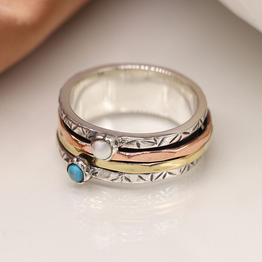Sterling silver spinning ring with turquoise