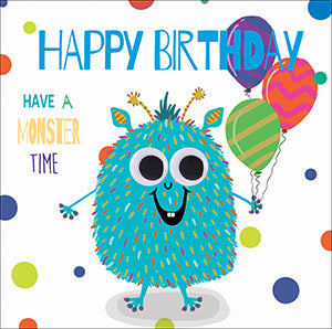 Blue monster Birthday card