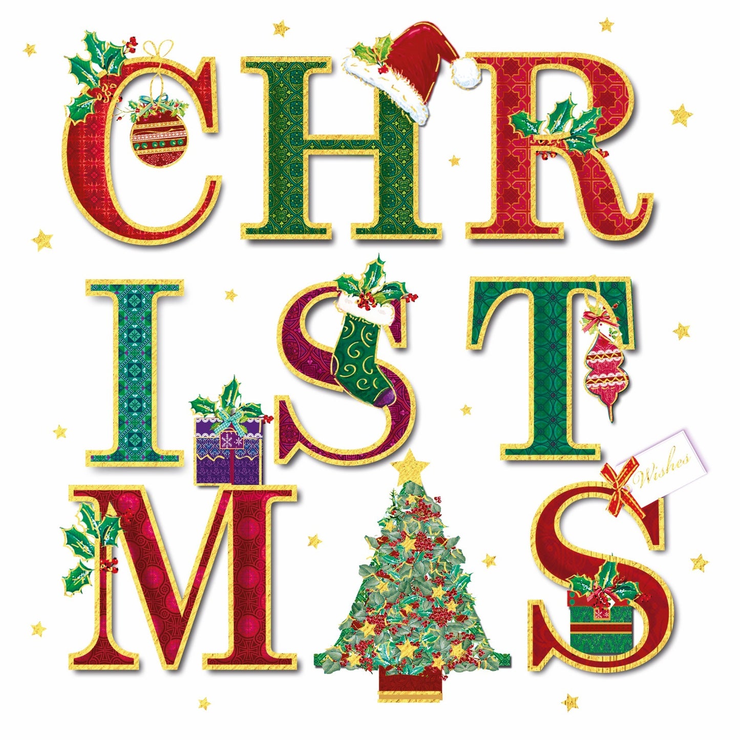 Christmas letters cards, pack of 10