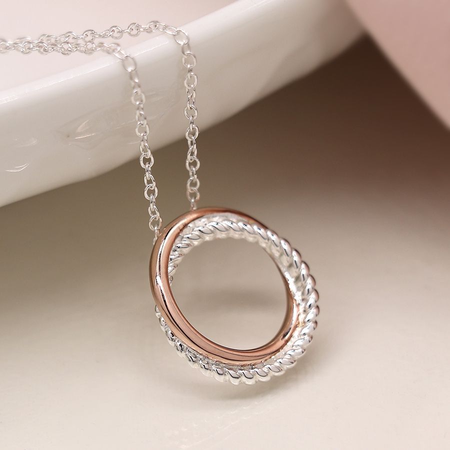 Sterling silver twist hoop necklace
