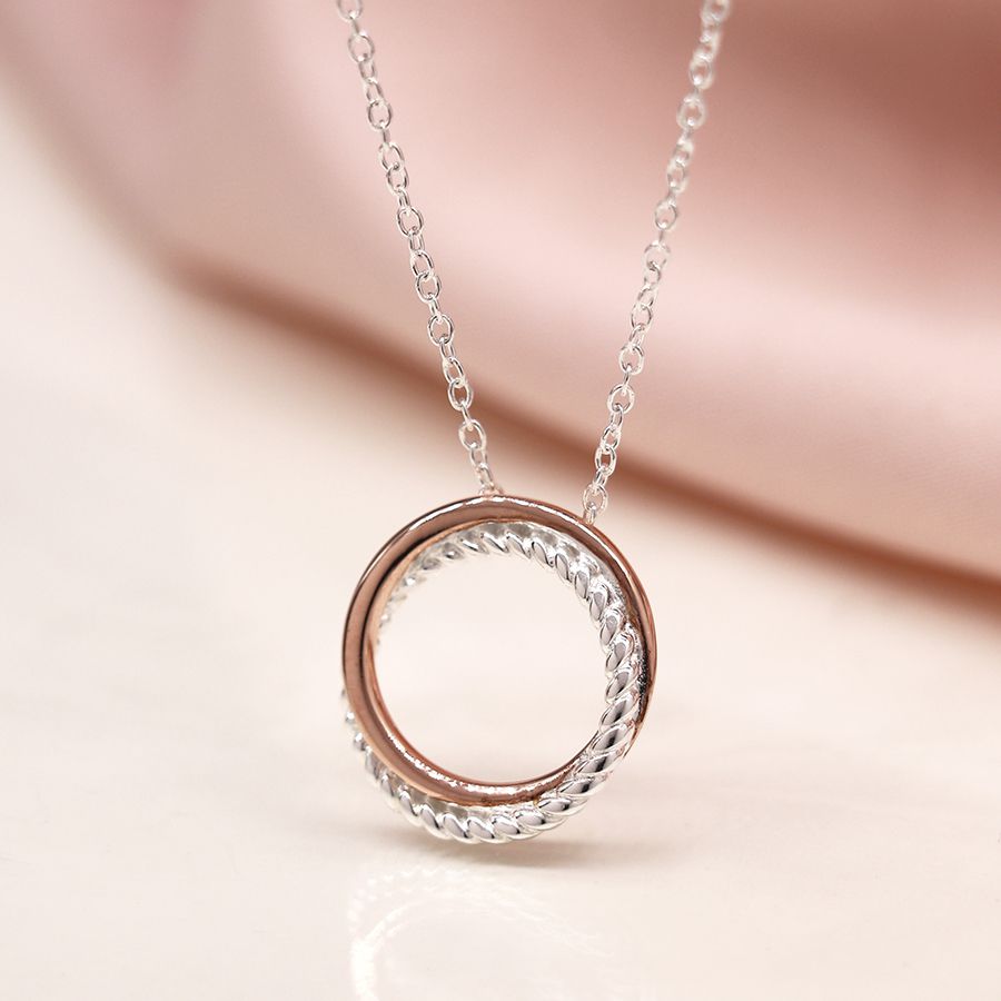Sterling silver twist hoop necklace