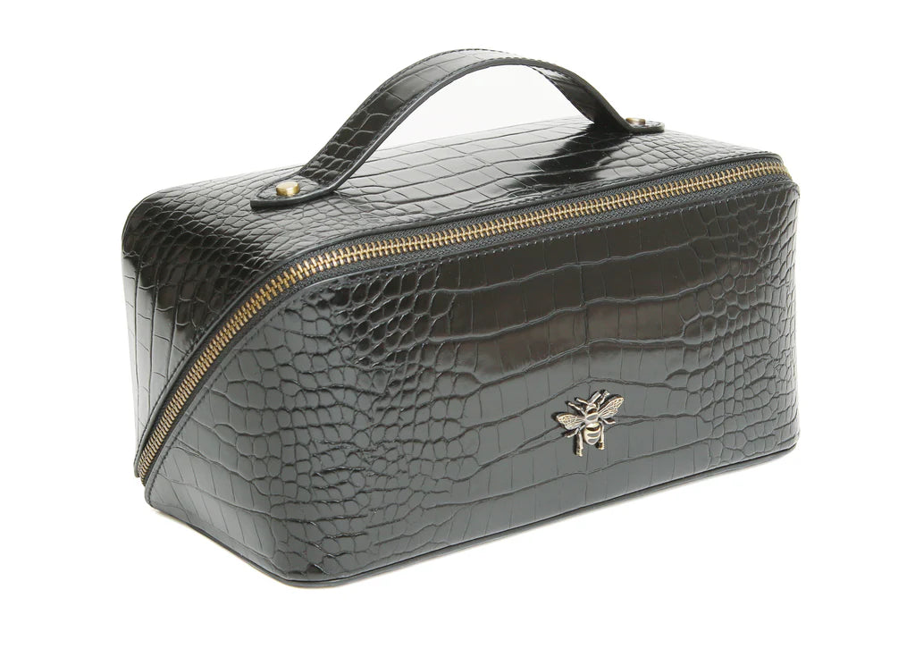 Alice Wheeler Black croc Train Case