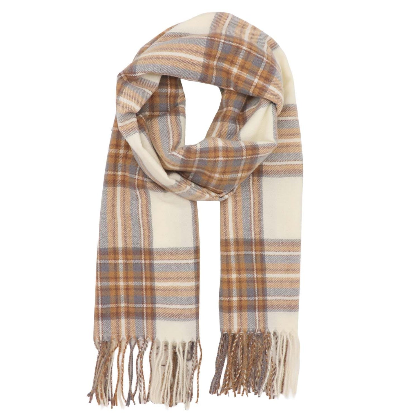 Cream check scarf