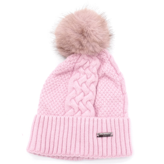 Lilac pompom twist hat
