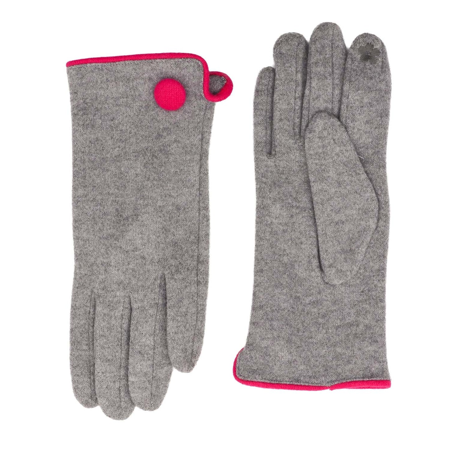 Grey button detail gloves