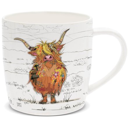 Bug art highland cow mug