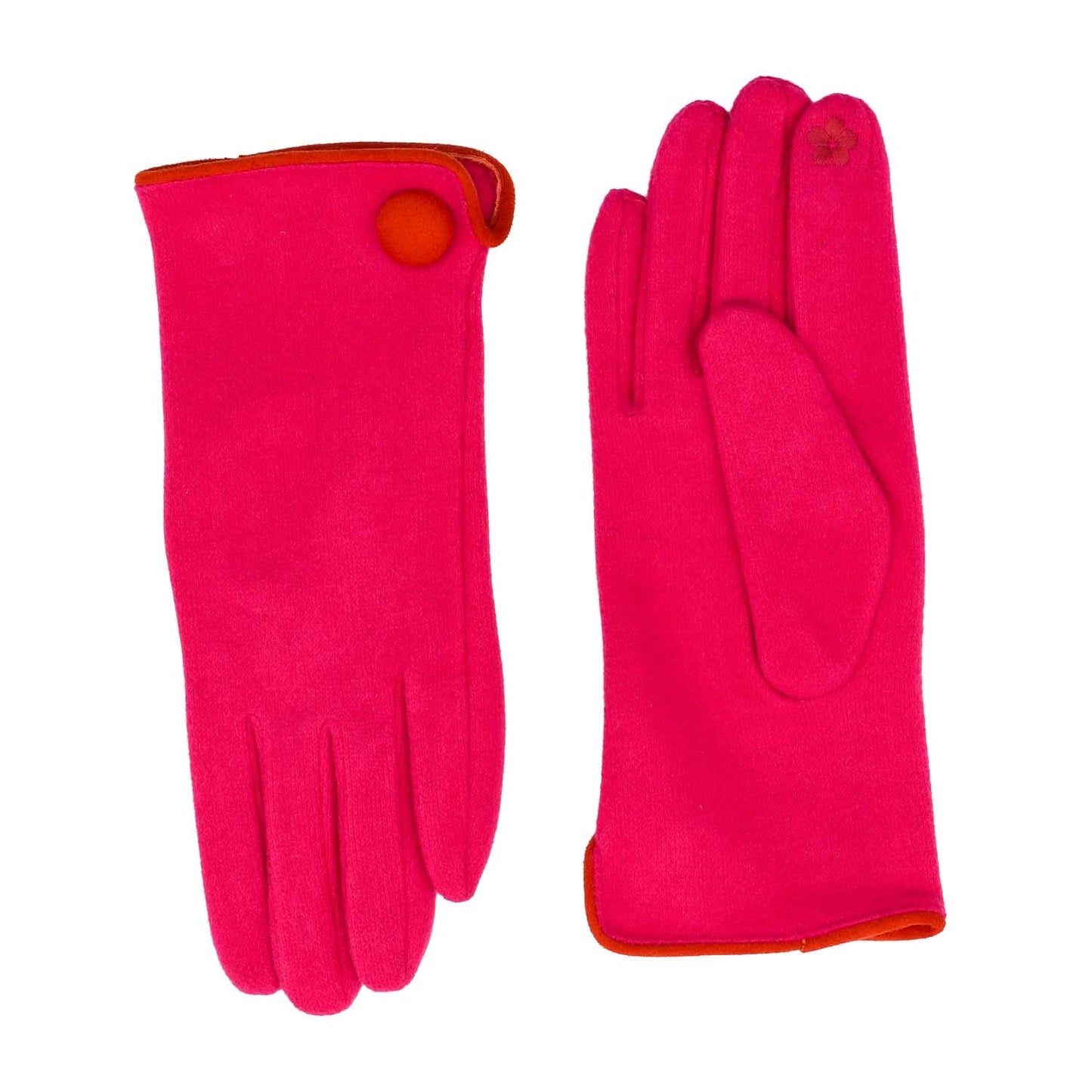 Pink button detail gloves