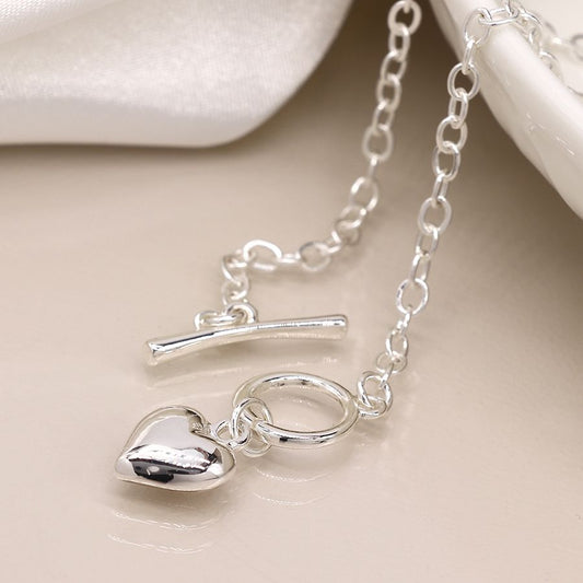 Silver plated T-bar necklace