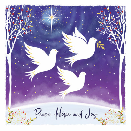Peace and joy doves cards, pack of 10