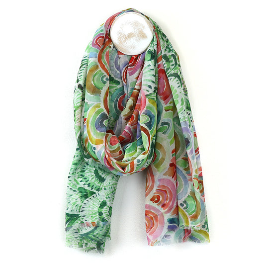 Green mix Rainbow print scarves