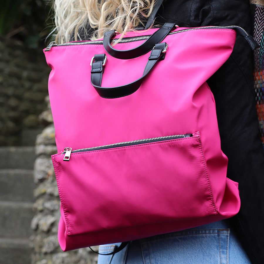 Recycled showerproof bag in pink