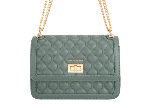 David Jones green quilted bag