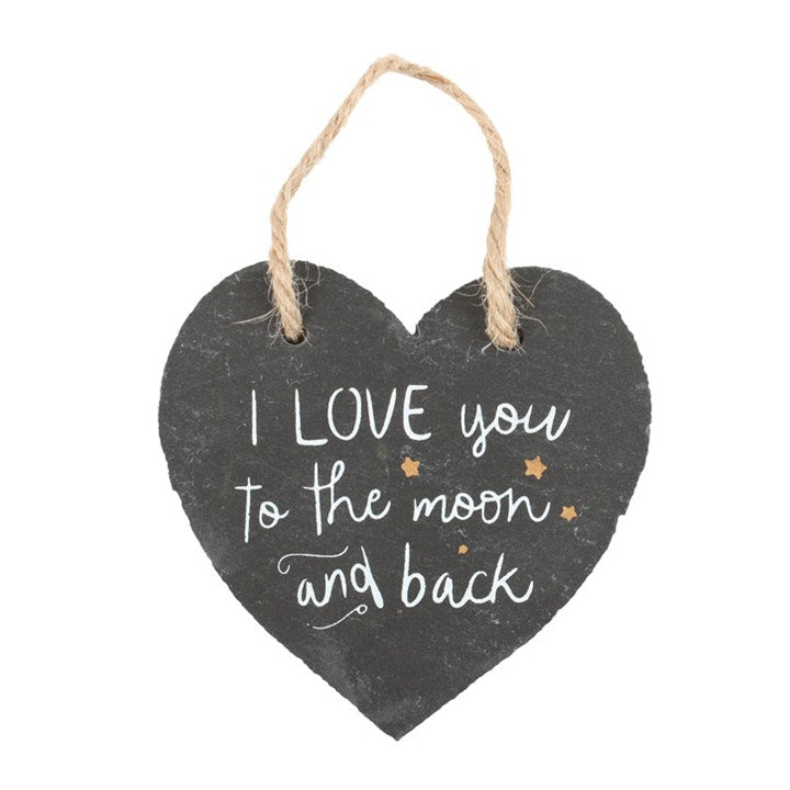 Moon and back slate heart