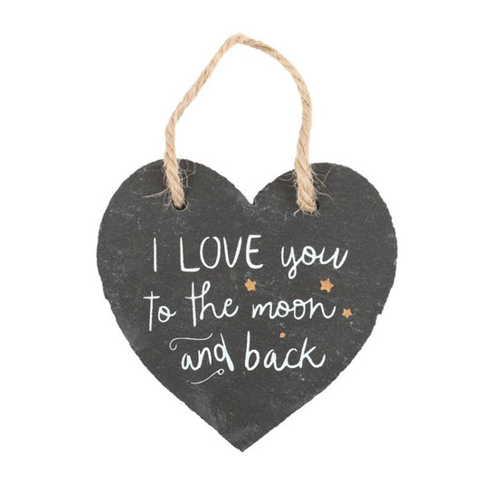 Moon and back slate heart