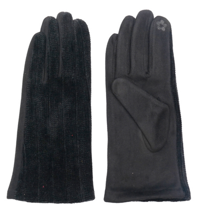 Black ribbed gloves