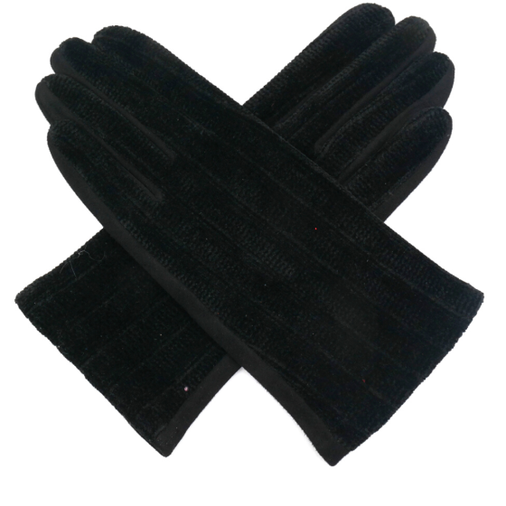 Black ribbed gloves