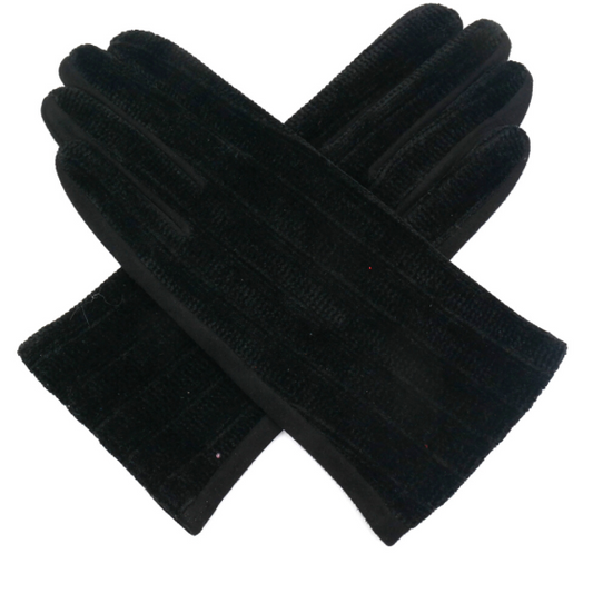 Black ribbed gloves