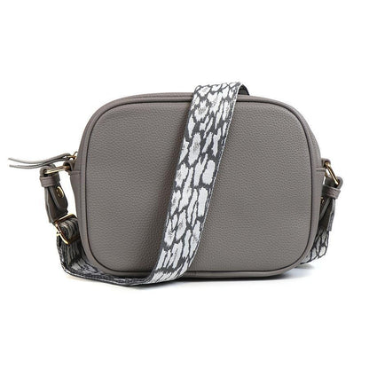 Grey vegan leather camera bag