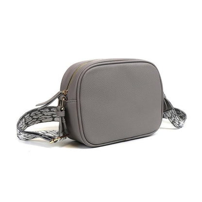 Grey vegan leather camera bag