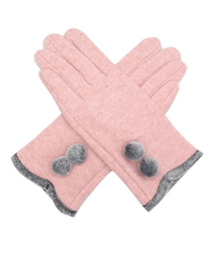 Pink pompom gloves